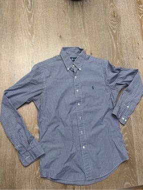 Ralph Lauren Men’s purple, White & Blue Multi-Stripe Button-Down Shirt